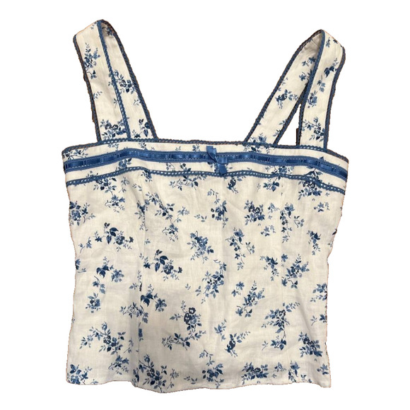 Reformation Eloise Linen Square Neck Tank Top Orlaya Medium A004686 - Picture 3 of 10